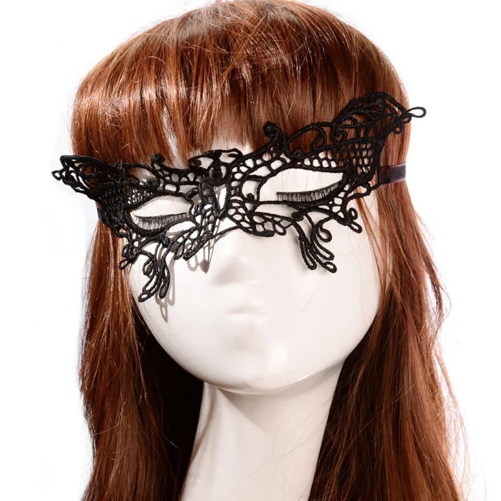 7/$25 Black lace butterfly masquerade mask BNIP costume